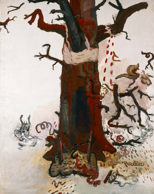 Georg Baselitz. <em>The Tree, </em>1966<em>.</em> Oil and crayon on canvas, 162 x 130 cm. Froehlich Collection, Stuttgart. Photo: Frank Oleski © Georg Baselitz